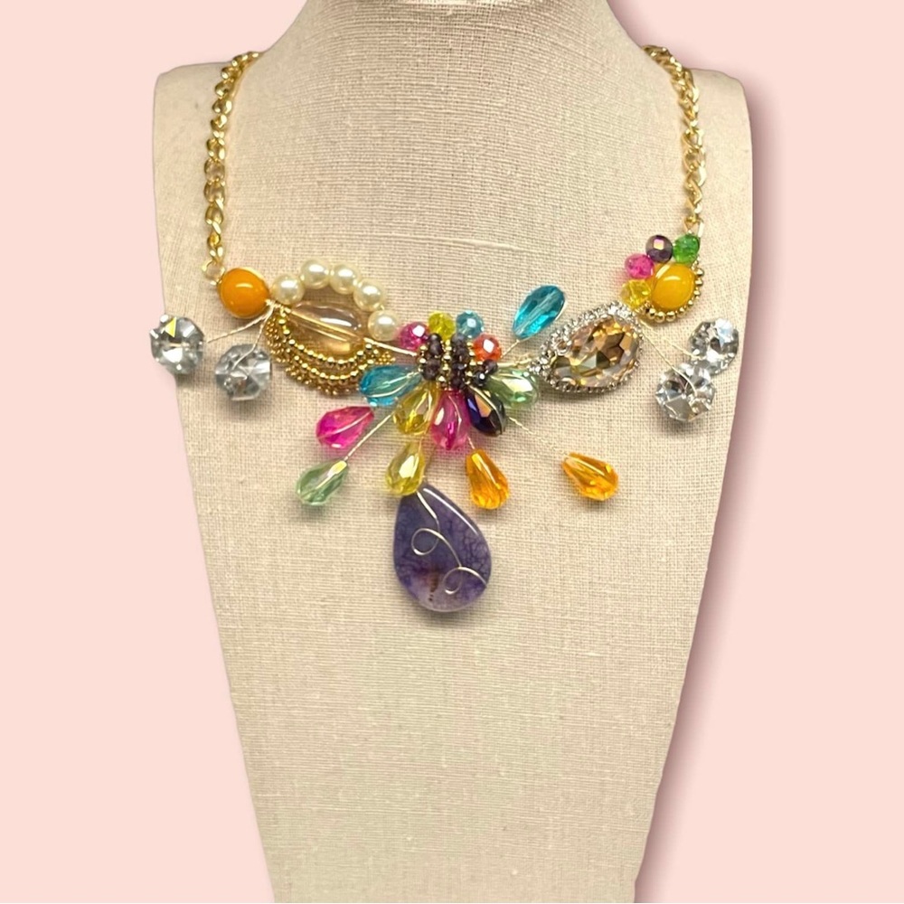 Collar artesanal con Ágatas  set 2pcs